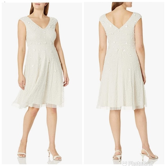 Adrianna Papell Dresses & Skirts - ADRIANNA PAPELL Beaded Cocktail Dress Ivory/Pearl New with Tags!